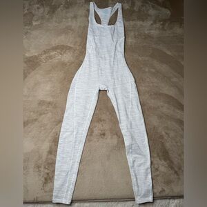 Seamless Light Gray Racerback Ribbed Jumpsuit